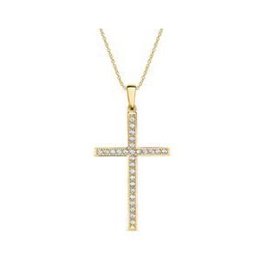 Kruis ketting in 9 karaat goud met Zirkonia