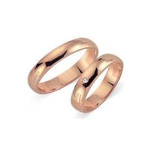 Trouwringen 14 karaat roségoud met Diamant