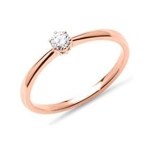 Solitaire ring in 14 karaat roségoud met Diamant 0.15 ct.