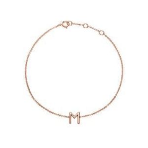 Dames 14 karaat rosegouden armband, 1 letter, symbool
