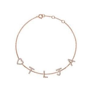 14k rosegouden armband met Diamanten, 5 letters