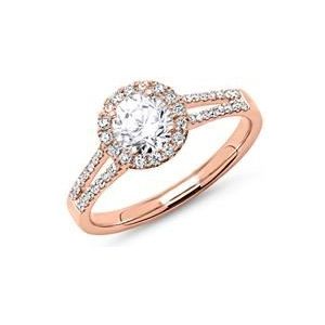 Halo ring 18 karaat roségoud met Diamanten