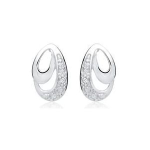 14 karaat witgouden oorbellen 2 Diamanten 0.0104 ct.