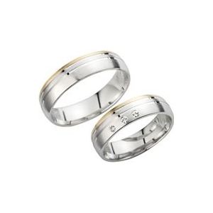 Trouwringen geel en witgoud met Diamanten breedte 5,5 mm