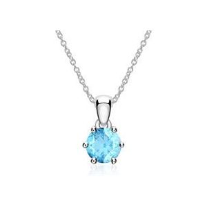 Ketting en hanger in 14 karaat witgoud met blauwe Topaas