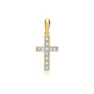 14 karaat geelgouden hanger kruis Diamant 0.1045 ct.