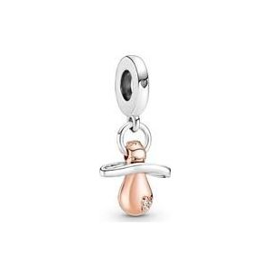 Baby fopspeen bedel hanger in 925 sterling zilver, tweekleurig