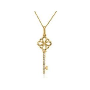 Ketting met diamanten hanger sleutel in geel goud