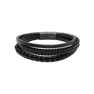 Driestrengs armband van zwart imitatieleer, graveerbaar
