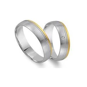 Trouwringen 18 karaat geel witgoud met Diamant