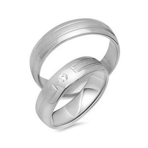 Trouwringen 18 karaat witgoud met Diamant