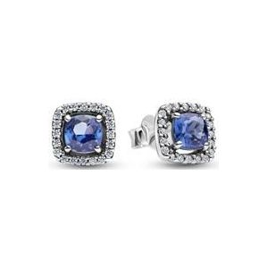 Halo oorstekers voor dames in sterling zilver, Timeless