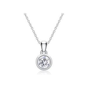 14k wit goud ketting met LAB grown Diamant hanger