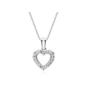Hart ketting in 18 karaat witgoud met Diamanten
