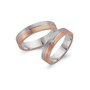 Trouwringen 8 karaat wit-rood goud met Diamant