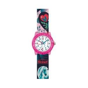 Horloge van plastic met witte eenhoorn voor meisjes, roze