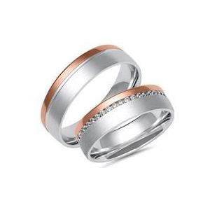 Wit- en roségouden trouwringen met 44 Diamanten