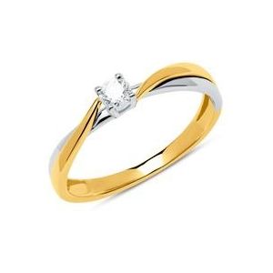 Verlovingsring in 14 karaat geel en witgoud met Diamant