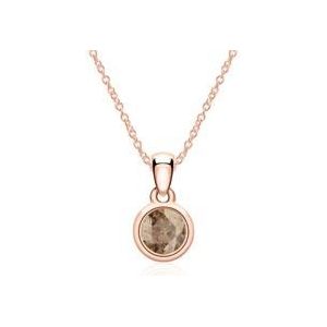 14-karaats roségouden ketting met rookkleurige kwarts hanger