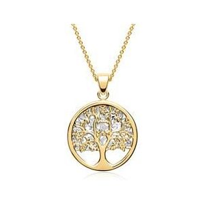 Elegante 8 karaat gouden tweekleurige boom ketting
