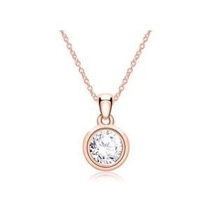 Dames ketting 14k rosegoud met Diamant