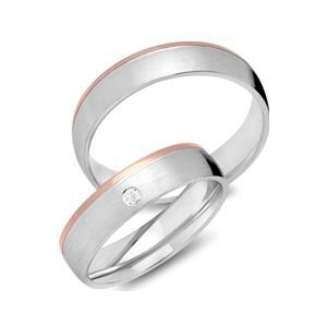 Trouwringen 14 karaat rood-wit goud met Diamant