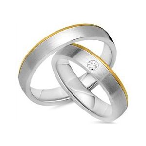 Trouwringen 8 karaat geel witgoud met Diamant