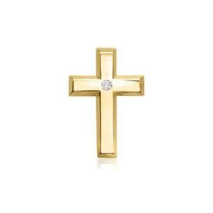 14 karaat geelgouden hanger kruis Diamant 0.02 ct.