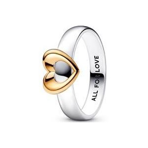 Hart ring voor dames in sterling zilver, tweekleurig