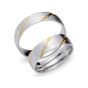 Trouwringen 8 karaat geel witgoud met Diamant