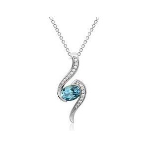 925 zilveren ketting blauwe Topaas