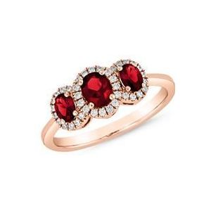 Robijnen ring voor dames in roségoud met diamanten