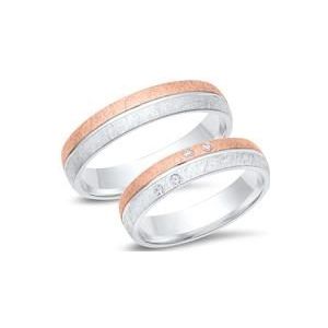 Trouwringen 8 karaat wit-rood goud 4 briljanten