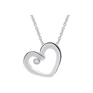 Hart hanger in 14k witgoud met Diamant