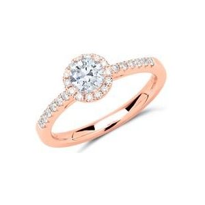 18 karaat roségouden halo ring met Diamanten