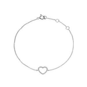Dames hartenarmband in 14 karaat witgoud met Diamanten