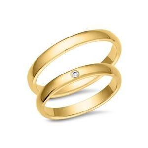 Trouwringen 18 karaat geelgoud met Diamant