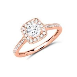 Halo ring 18 karaat roségoud met Diamanten
