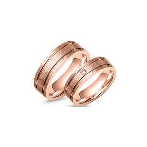 Trouwringen 18 karaat roségoud met Diamant