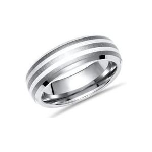 Ring titanium met inleg zilver 6mm mat