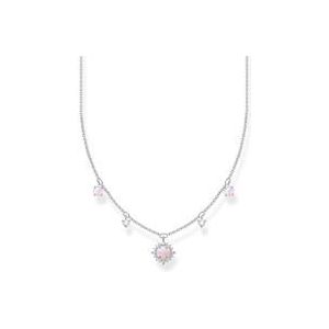Vintage zilveren ketting met glas-keramiek gezette stenen