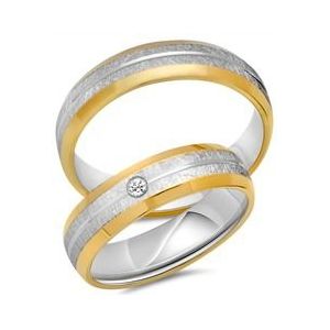 Trouwringen 18 karaat geel-wit goud met Diamant