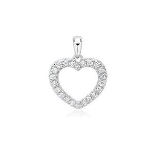Witgouden hart hanger met 22 Diamanten 0.19 ct.