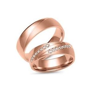 Trouwringen in roségoud met 16 Diamanten