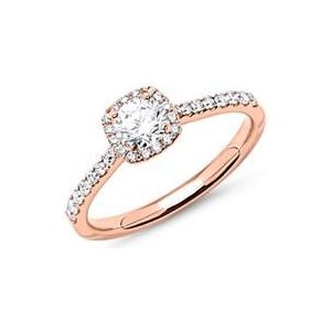 18 karaat roségouden halo ring met Diamanten