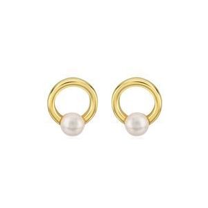 Oorstekers cirkels 925 sterling zilver, verguld met parels