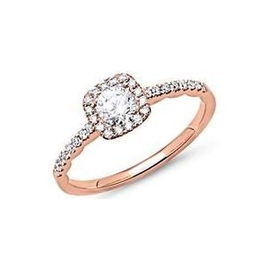 Halo ring 18 karaat roségoud met Diamanten