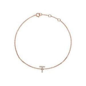14k rosegouden armband, Diamanten, letter, symbool
