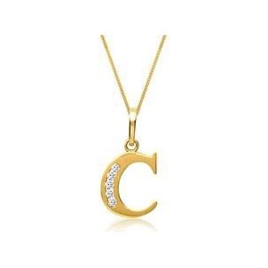 8 karaat gouden letter c hanger met Zirkonia