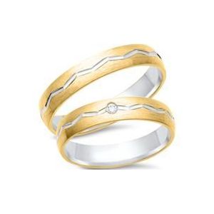 Trouwringen 14 karaat geel witgoud met Diamant